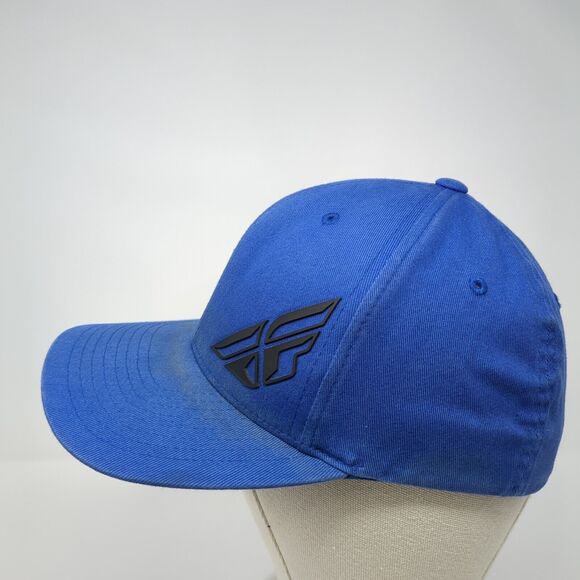 Fly Racing Fitted Hat Blue S/M Flexfit Solid 6 Panel Outdoor Stretch - Picture 2 of 8
